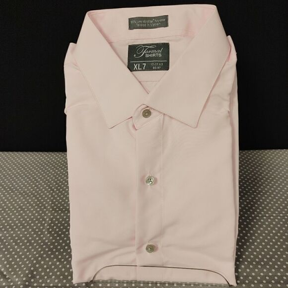 PINK REGULAR FIT MICROFIBER TUXEDO SHIRT - Picture 1 of 6